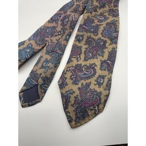 Lord & Taylor Kensington Paisley Silk Necktie Tan Blue Pink Men Formal Business